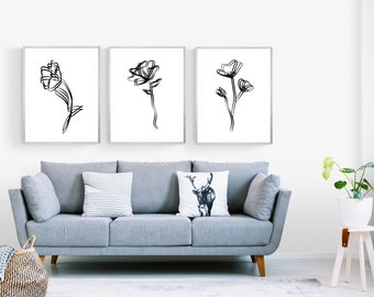Abstracte zwart-witte bloemen