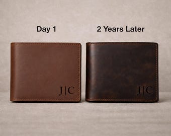 Portefeuille personnalisé avec écriture manuscrite, portefeuille photo personnalisé en cuir gravé, cadeau pour lui, petit ami, père, papa