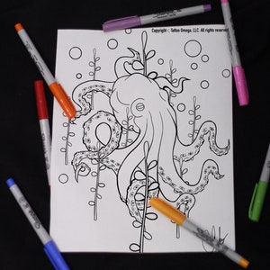 Bubbly Octopus herunterladbare Färbung Seite