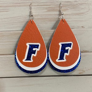 College Earrings Orange White Blue