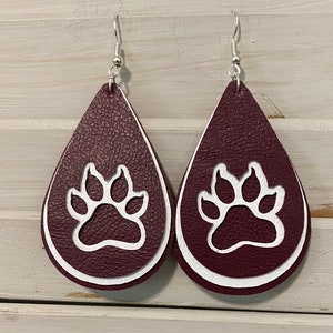 Wildcat Paw Leather Earrings