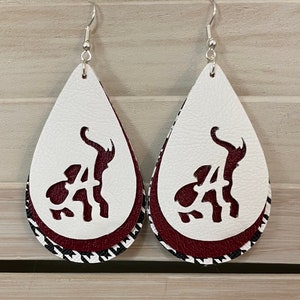 College Earrings white Crimson and gray