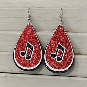 Musical Note Leather Earrings