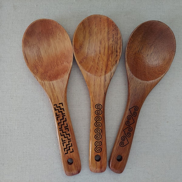 Wooden Hmong RICE Spoon | Hmong Engraved Spoon