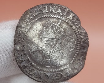 Genuine 1572 Elizabeth I Silver Sixpence - Mintmark Ermine, London Mint - Hammered Tudor Coin