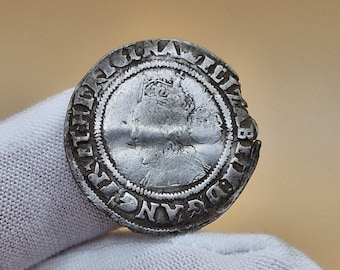 Genuine Elizabeth I 1567 Silver Sixpence - Coronet Mintmark - Hammered Tudor Coin