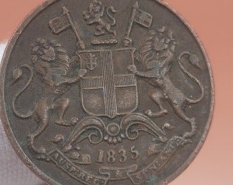 Antique 1835 British East India Company One Quarter Anna
