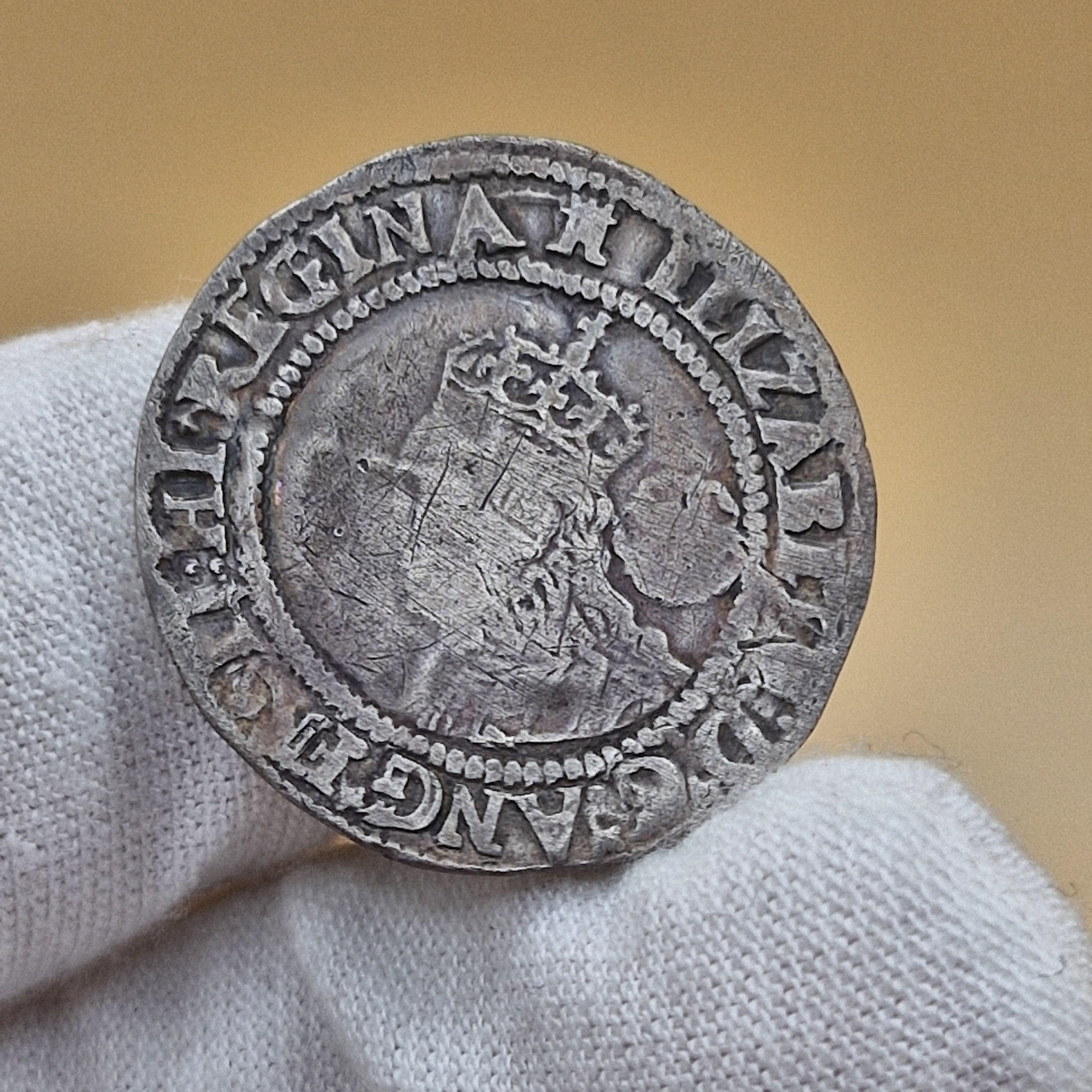 Genuine Elizabeth I 1571 Tudor Hammered Silver Sixpence - mm Castle - Beautiful Coin - Rare