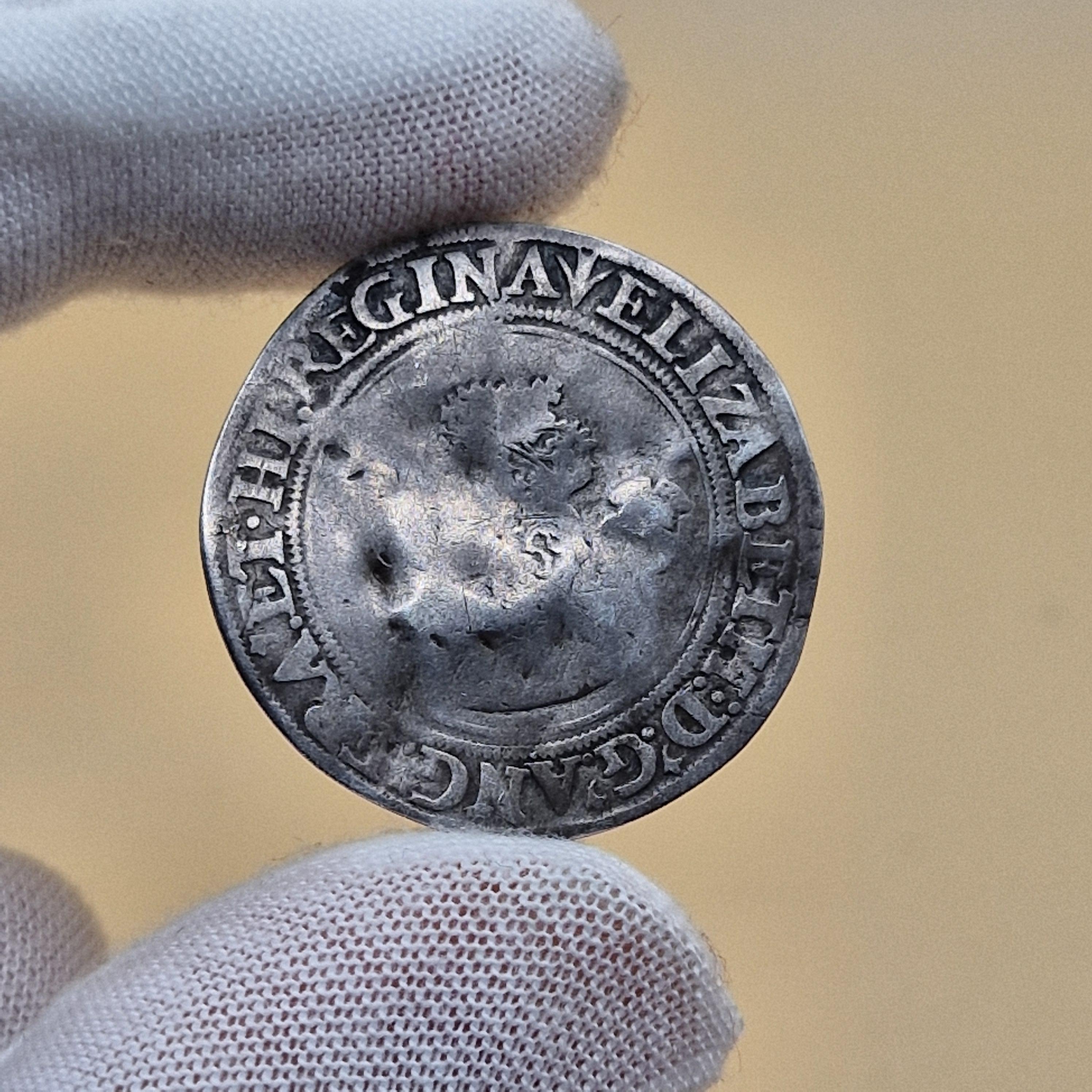 Genuine 1561 Elizabeth I Tudor Silver Sixpence - Pheon Mintmark
