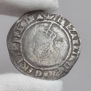 Genuine Elizabeth I 1566 Silver Sixpence - Coronet Mintmark - Hammered Tudor Coin