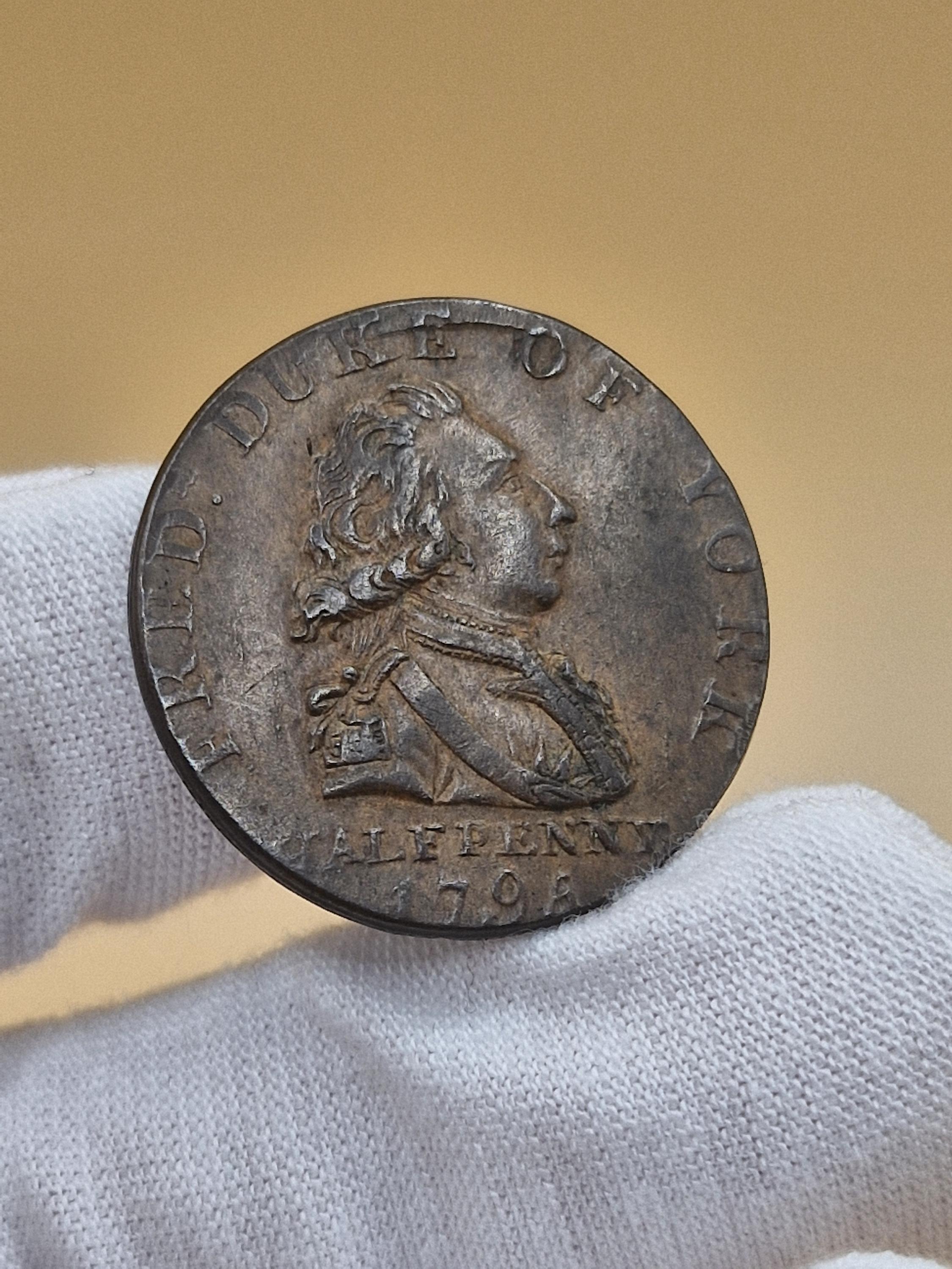 1795年ハーフペニートークン銅貨ウェールズ王女ミドルセックス　ナショナル 1795年ハーフペニートークン銅貨ウェールズ王女ミドルセックス