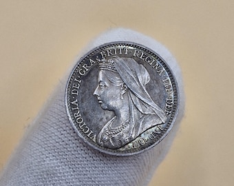 Genuine 1898 Victoria Silver Three Pence 3d Coin - Third Portrait - High Grade