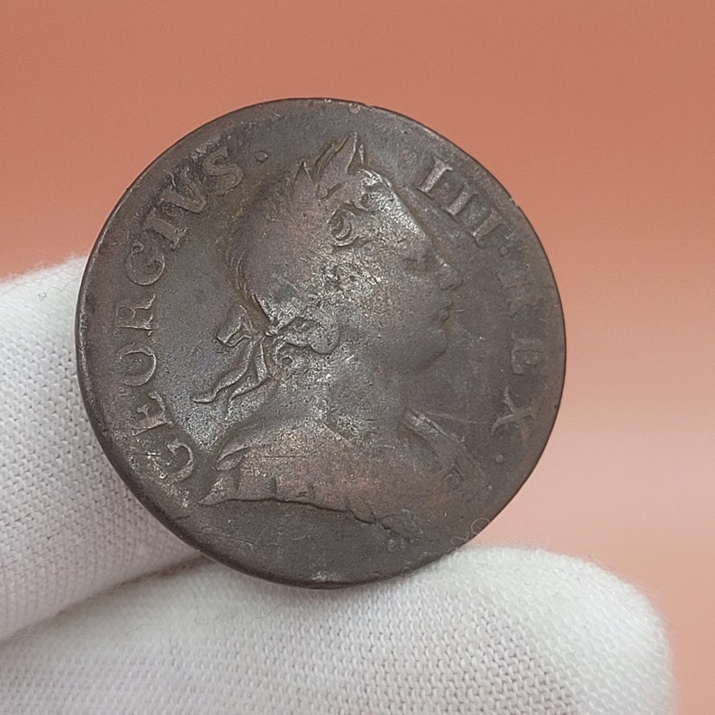 Genuine 1771 George III Copper Half Penny Colonial Evasion image 1