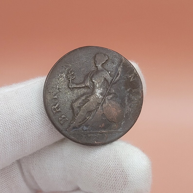Genuine 1771 George III Copper Half Penny Colonial Evasion image 7