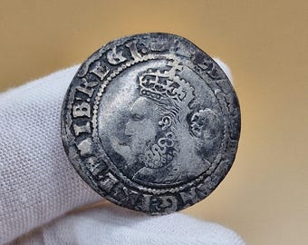 Genuine 1592 Elizabeth I Hammered Silver Sixpence - Tudor Coin - Mintmark Tun