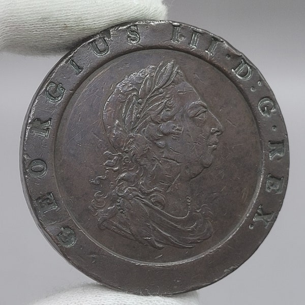 Genuine 1797 George III Cartwheel Two Pence - Great Britain - Huge Early Milled Copper Coin