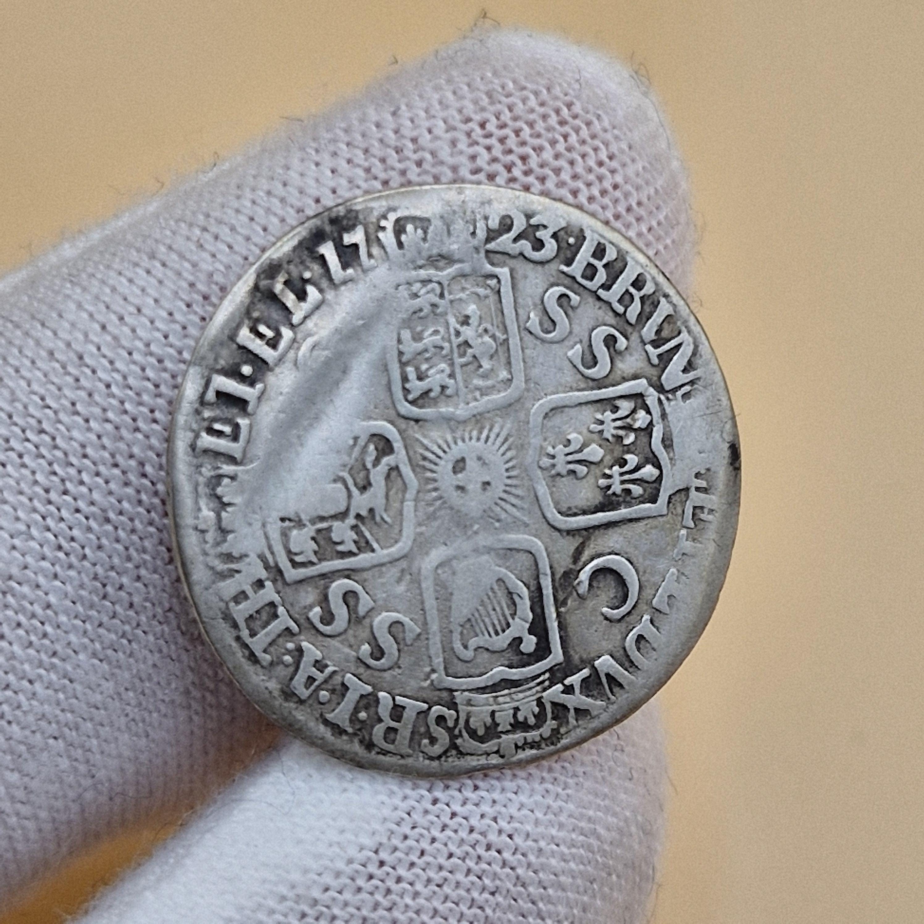 TouaregSilver ＆The Six‑Pence Token& more Genuine 1723 George I Silver Sixpence - South Sea Company - Great
