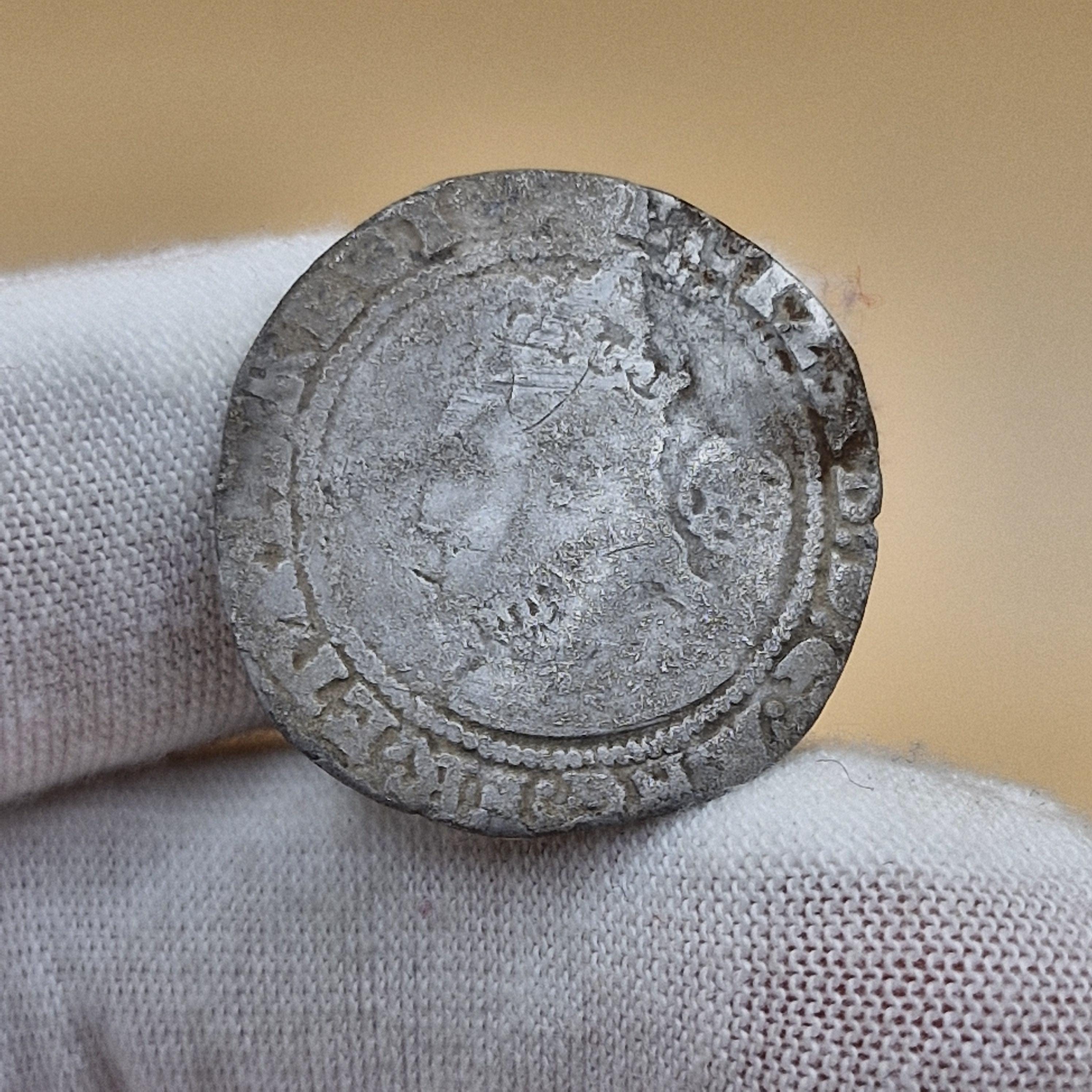 Genuine 1593 Elizabeth 1st Tudor Silver Sixpence - Mm Tun - Tower