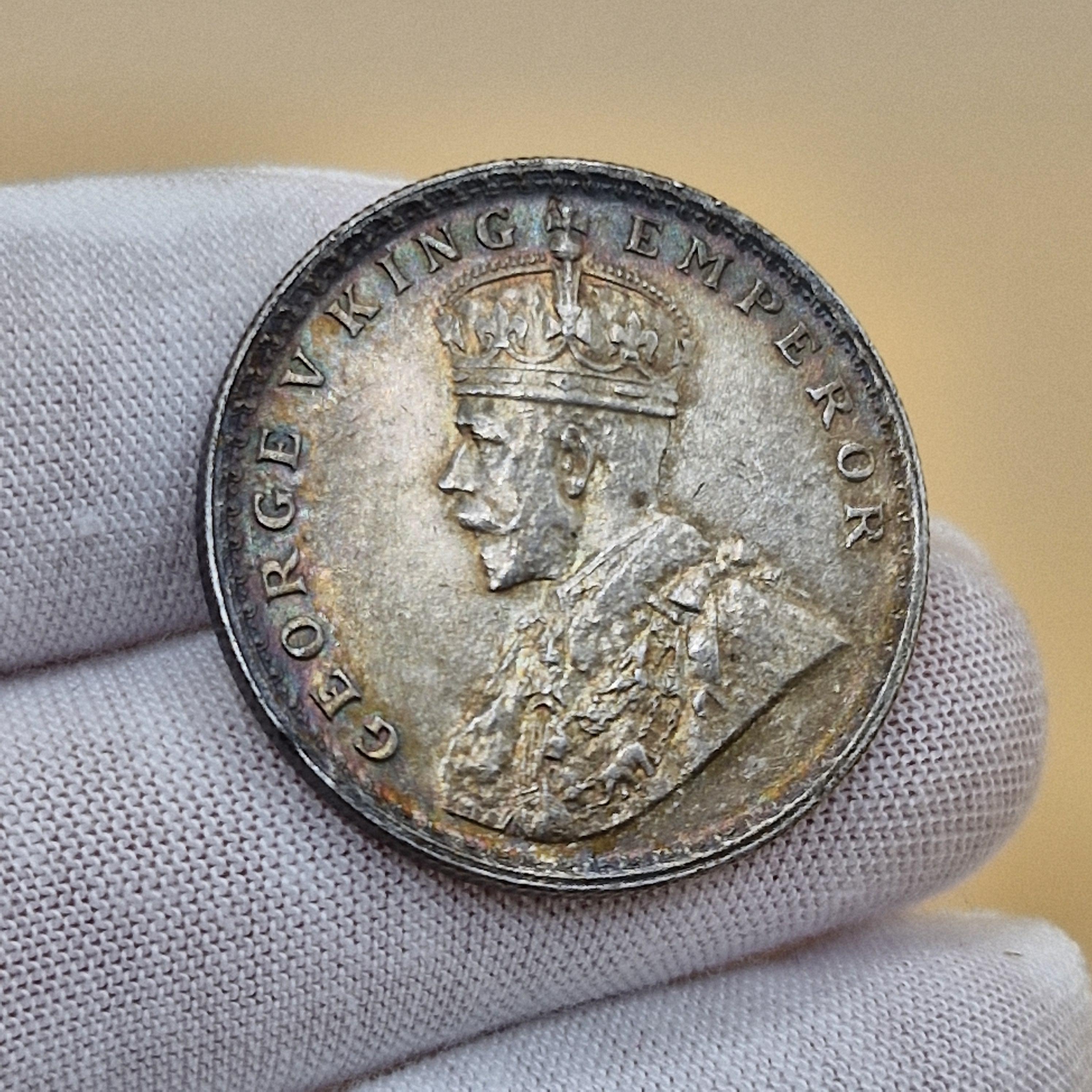 本物 1914 ジョージ 5 世 インド 銀貨 1 ルピー コイン - ジュエリー ブローチ - Etsy 日本