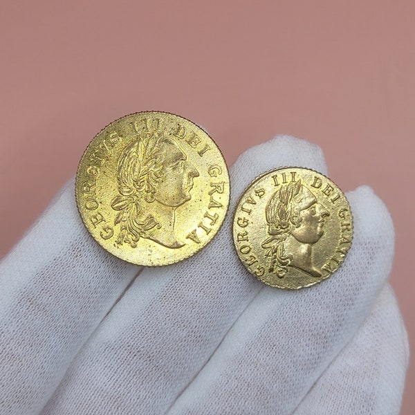 Antique George III Spade Gaming Token - 1797 (Large) and 1788 (Small) Brass Coins  - In Memory of the Good Old Days