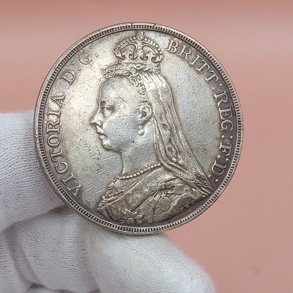 Genuine 1889 Victoria Sterling Silver Crown - Jubilee Head Portrait - Very Fine