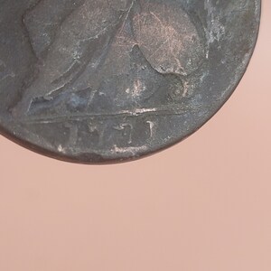 Genuine 1771 George III Copper Half Penny Colonial Evasion image 8