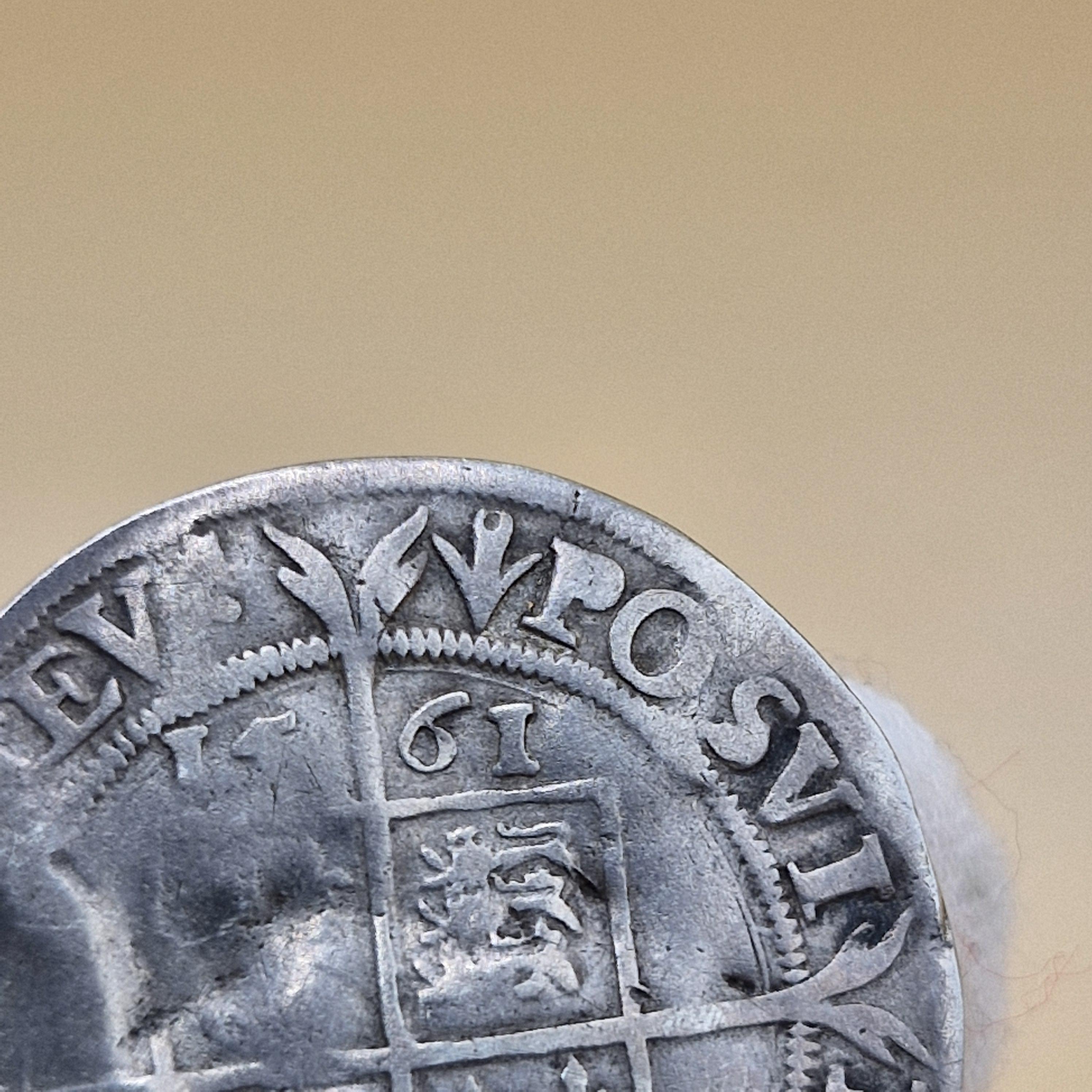 Genuine 1561 Elizabeth I Tudor Silver Sixpence - Pheon Mintmark