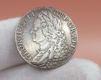 Genuine 1745 George II Silver LIMA Shilling - Great Britain - Rare