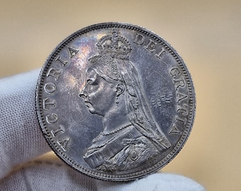 1889年 ヴィクトリア女王ダブルフローリン銀貨 - Etsy 日本