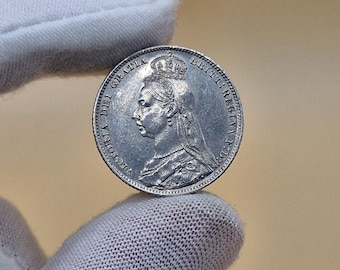 1889年 ヴィクトリア女王ダブルフローリン銀貨 - Etsy 日本
