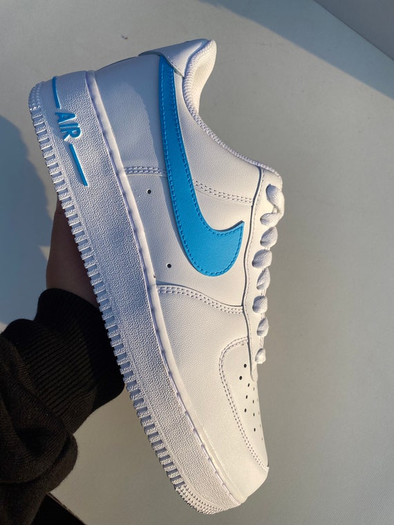 air force 1 light blue check