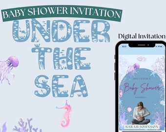 Under The Sea Baby Shower Invitation | Ocean Themed Party Invite | Baby Shower Invitation Templates | Baby Shower Website with online RSVP