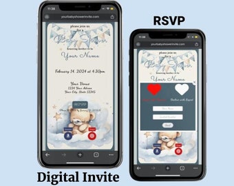 Boy Baby Shower Invitation | RSVP Online| Baby Shower Invitation | Digital Baby Shower Invitation |  RSVP Tracker