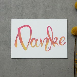 Karte "Danke" - digitales Lettering - Print - Dankeskarte - Postkarte
