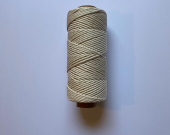 3mm single strand macrame cord in NATURAL