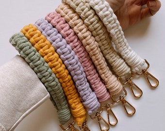 Large Macrame Wristlet Keychain