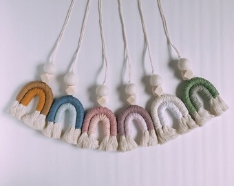 mini macrame rainbow car diffuser