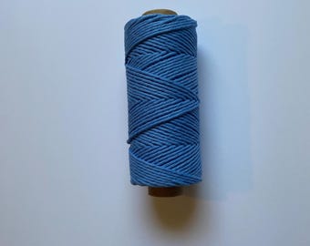 3mm single strand macrame cord in BLUE