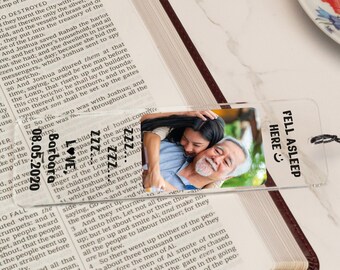 Father and Kids Picture Bookmark, Fathers Day Gifts for Him, Custom Name Bookmark, Father Daughter Son Gifts, Acrylic Bookmark with Photo