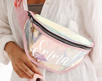 Personalized Fanny Pack, Holographic Belt Bags, Bridesmaid Gifts Bags, Holster Bag, Bum Bag, Festival Waist Bag, Bachelorette Party Bag