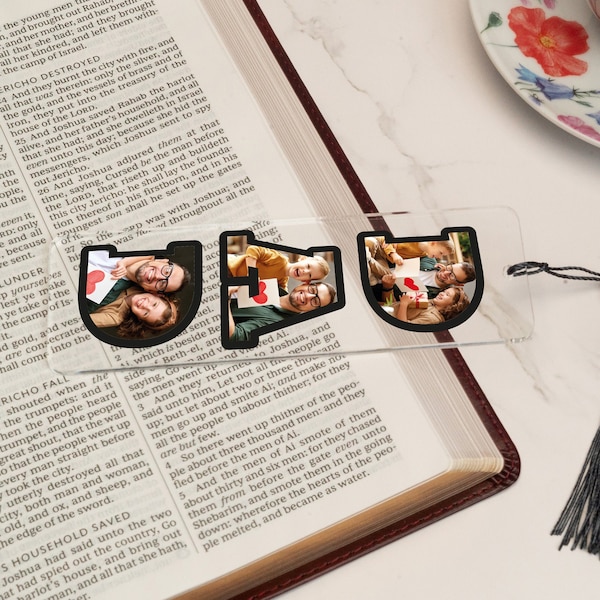 Custom Dad Bookmark, Three Picture Bookmark, Fathers Day Photo Bookmark, Unique Gifts for Dad, Picture Print Bookmark with Colorful Tassel