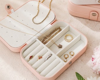 Custom Jewelry Box, Gift For Bridesmaids, Personalized Birthday Gift, Leather Jewelry Case, Travel Jewelry Organizer, Vegan Jewelry Box
