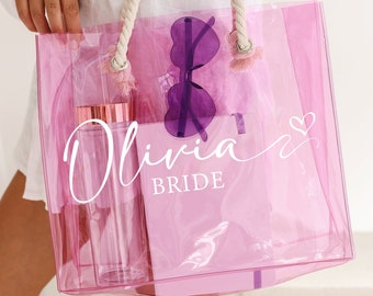 Personalized Neon Beach Tote Bag: Bridesmaid Bachelorette Party Gift