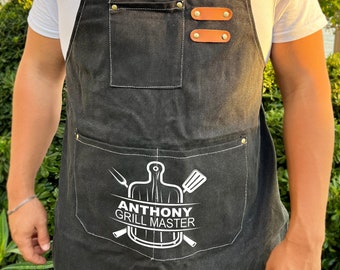 Grill Master Apron, BBQ Apron, Grill Apron, Personalized Apron, Grill Dad Gift, Great Chef, Apron For Men, Barbeque Apron, Grilling Apron