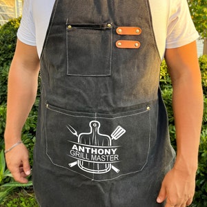 Grill Master Apron, BBQ Apron, Grill Apron, Personalized Apron, Grill Dad Gift, Great Chef, Apron For Men, Barbeque Apron, Grilling Apron