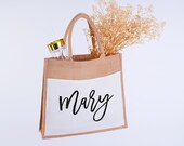 Custom Jute Tote, Personalized Jute Tote Bag, Beach Tote Bag For Women, Aesthetic Tote Bag, Party Favor Bags, Tote Gift Bag, Burlap Bags
