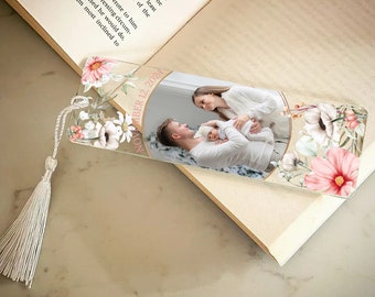 Mothers Day Photo Bookmark, Acrylic Picture Bookmark, Gift for Mom, Mom and Daughter Bookend, Colorful Tassel Bookmark, Personalised Gifts