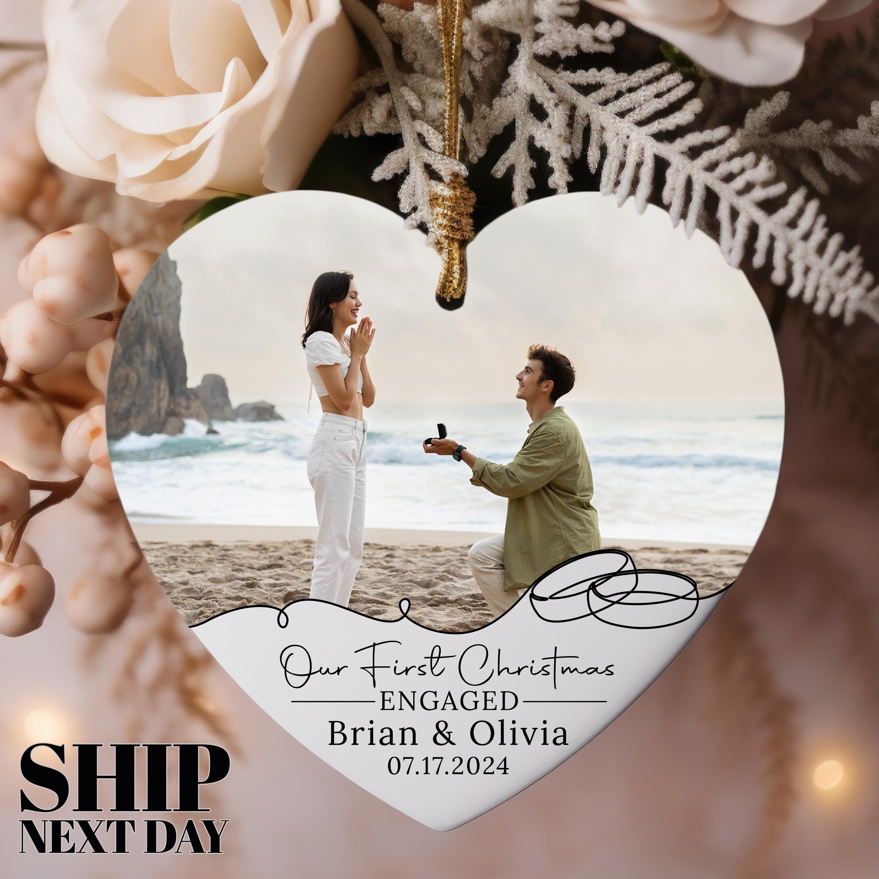 Custom Proposal Ornament, Engagement Photo Ornament, Married Ornament, Couple Picture Ornament, Engaged Keepsake Ornament, Engage Ornament