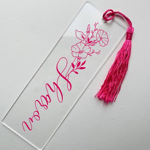 Personalized Custom Name Bookmark Acrylic, Floral Bookmark Gift Acrylic  Women