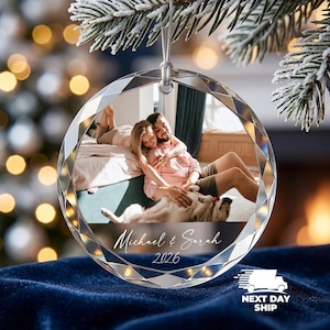Personalized Photo Ornament, Custom Picture Ornament, Couple Ornament, Couples Gifts, Unique Ornament, Glass Ornament, Keepsake Ornament Glass Round